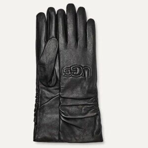 NWT UGG Leather Scrunched Logo Gloves